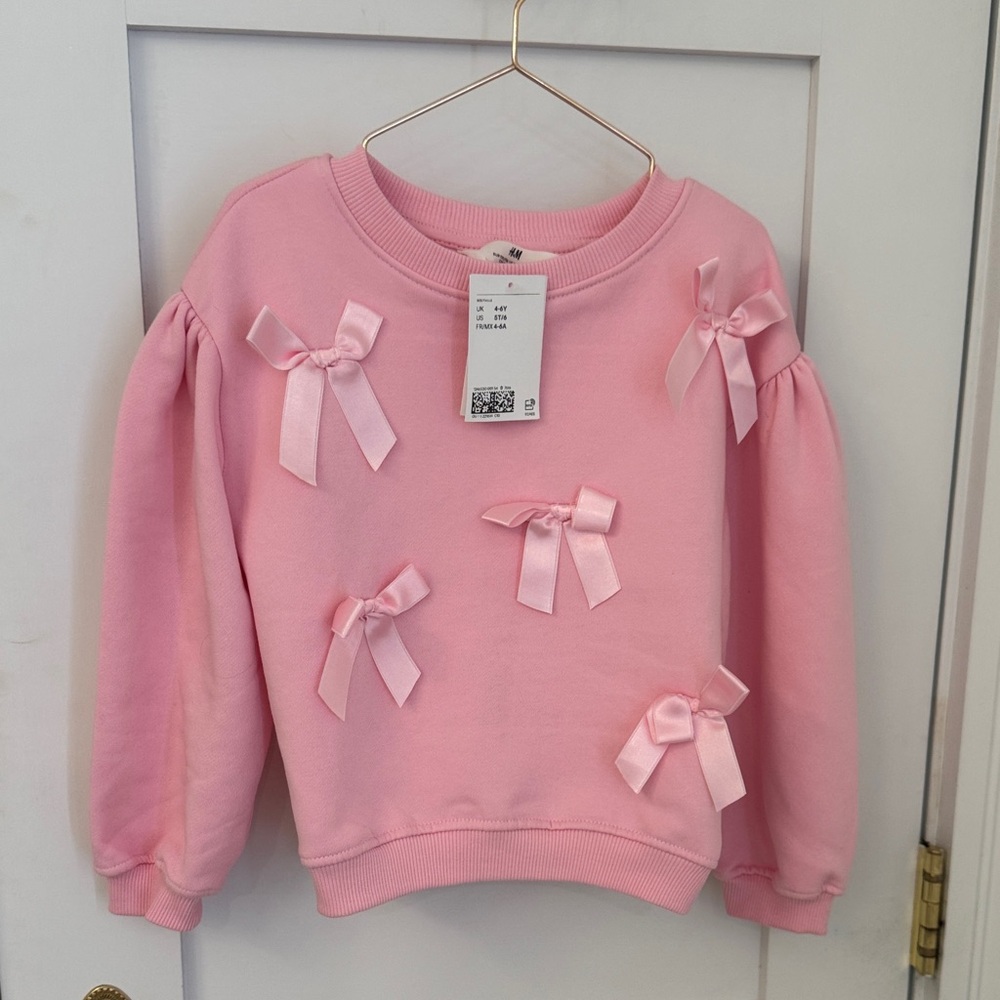 H&M Pink Bow-Embellished Kids Sweatshirt